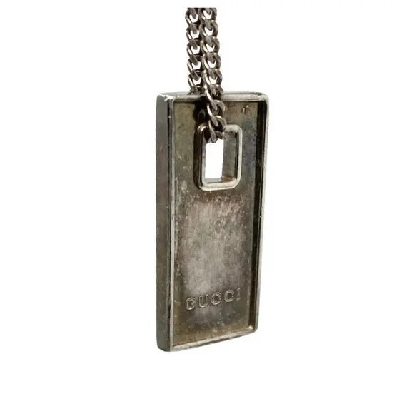 Gucci 925 Silver Bar Plate Necklace - Picture 3 of 7